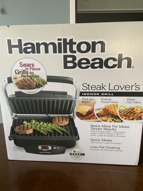 Hamilton Beach Steak Lover's 100 sq. in. Black Indoor Grill with