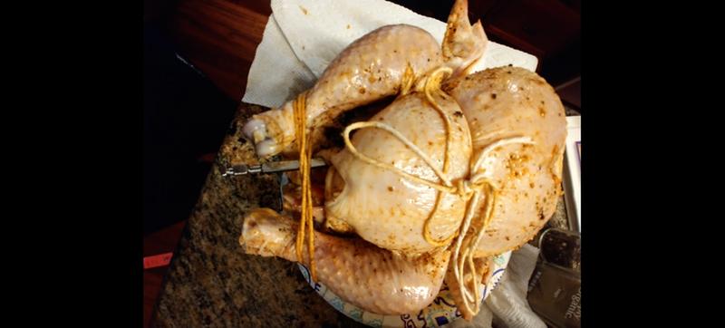 Properly Trussed Chicken Ready to Air Fry