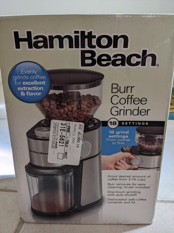 Hamilton Beach Burr Coffee Grinder, STAINLESS STEEL, 80385 *used*