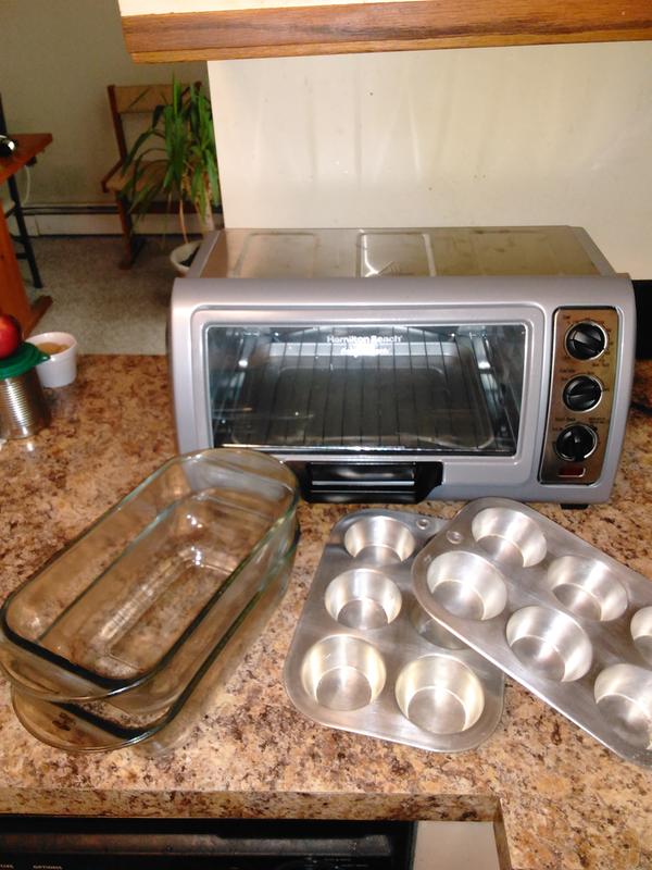 Two full size cupcake pans or 2 casserole dishes fit
