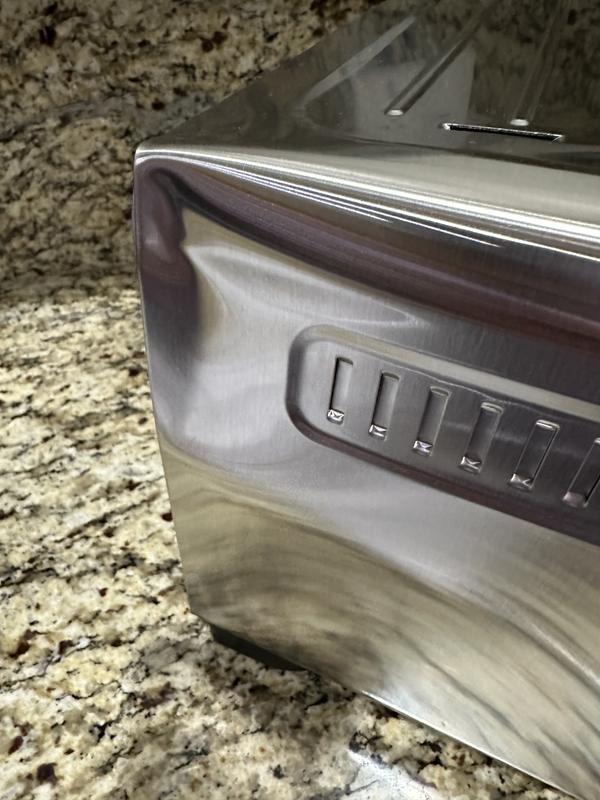 The product arrived dented, that has not affected the performance.