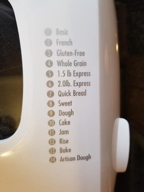 Program cycles printed on top of machine