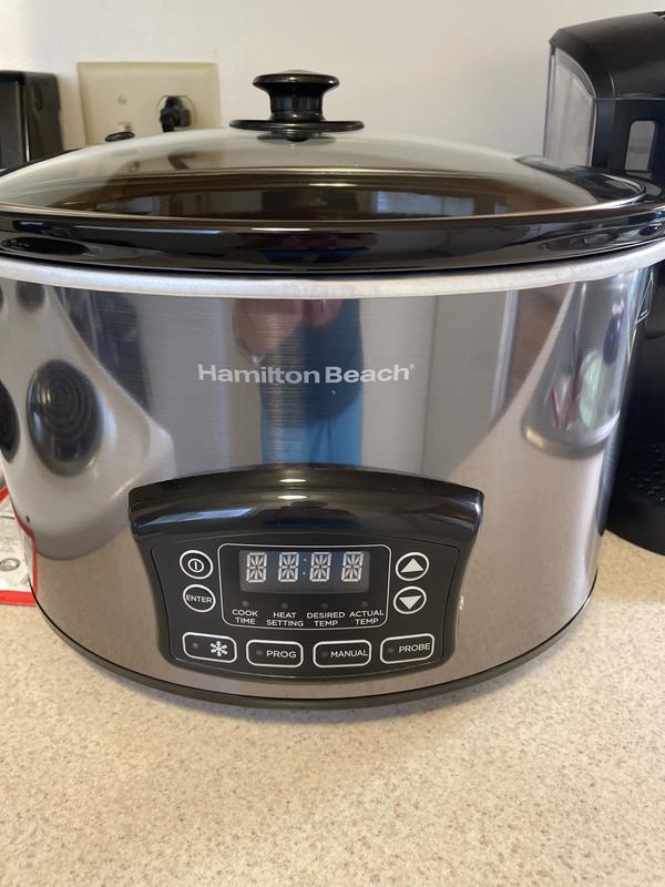 Hamilton Beach 6 qt. Gray Programmable Slow Cooker with Defrost