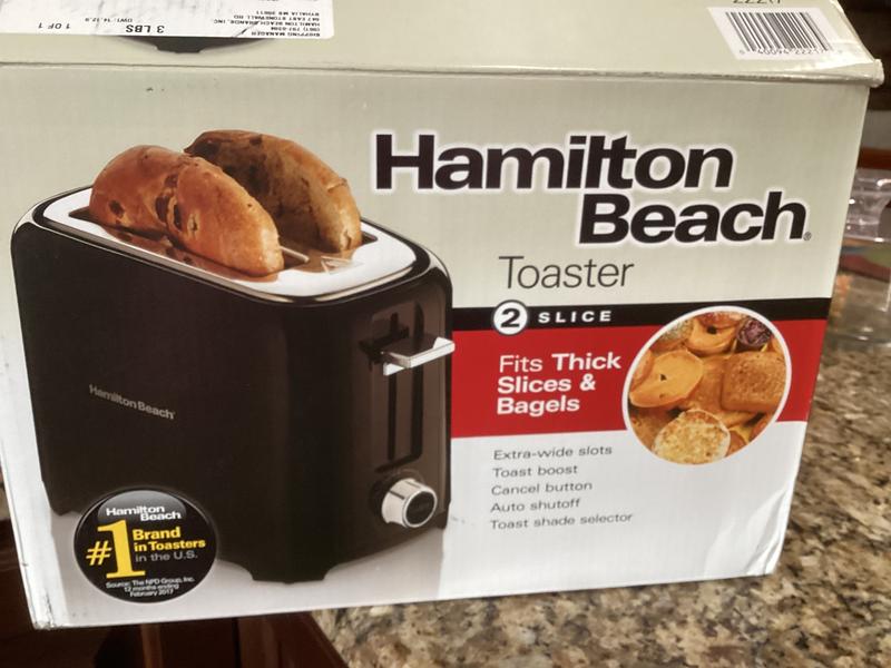 Hamilton Beach 2 Slice Toaster with Extra Wide Slots, Shade Selector,  Auto-Shutoff, Cancel Button and Toast Boost, Black