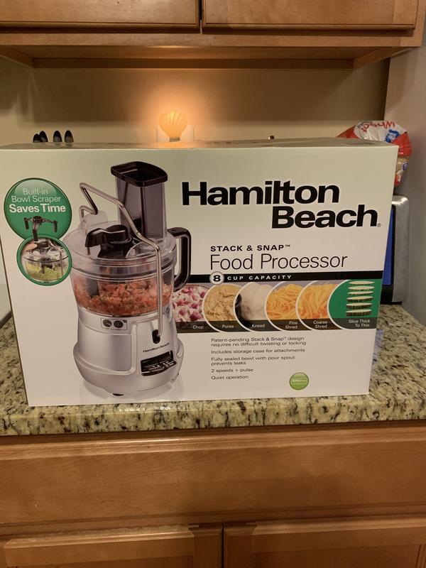 Hamilton Beach Stack & Snap Food Processor 8-Cup with Built-in Bowl Scraper - Silver