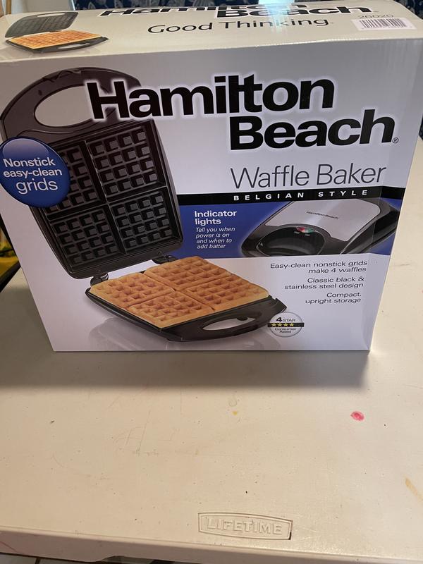 Hamilton Beach 4-Waffle Belgian-Style Waffle Baker Black/Stainless Steel  26020 - Best Buy