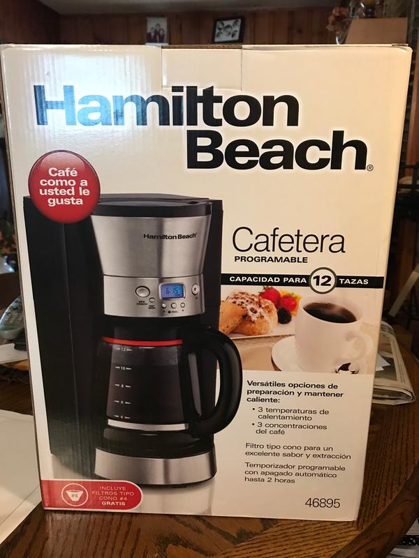 Hamilton Beach 12 Cup Programmable Coffee Maker with Cone Filter, Black  & Stainless - 46895