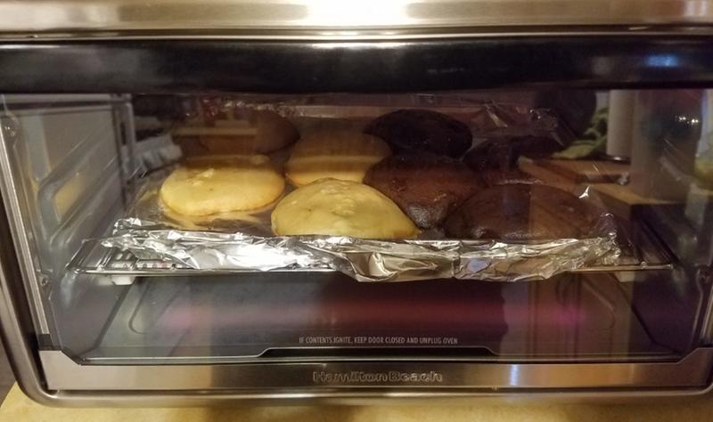 8 pretty big cookies made in the Hamilton Beach Toaster Oven ... great for dessert or after school