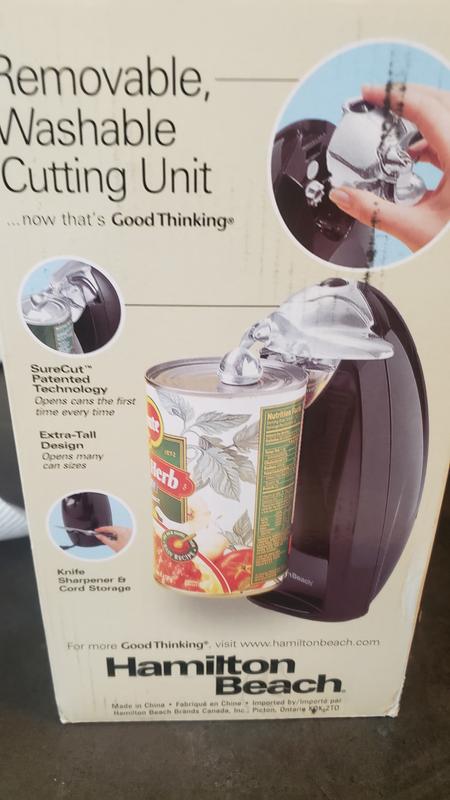 Safety Can Express Electric Can Opener - Black, Cord Storage, Smooth Edges,  Lid Stays in Place, Reusable Lids - Model 1569142 in the Can Openers  department at