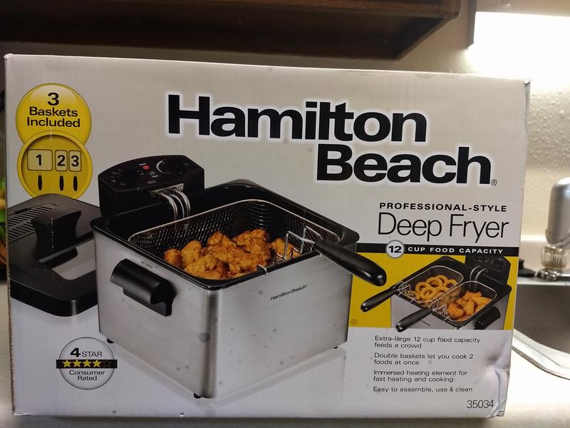 Hamilton Beach Professional-Style 12 Cup Deep Fryer, Stainless Steel, Removable Heating Element, 3 Baskets