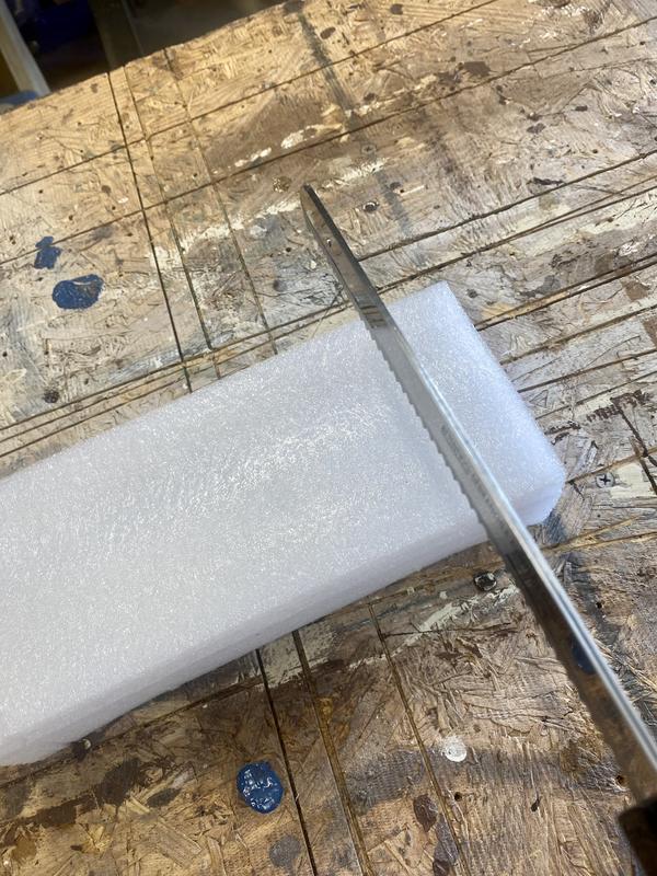 Cutting Through Foam Block