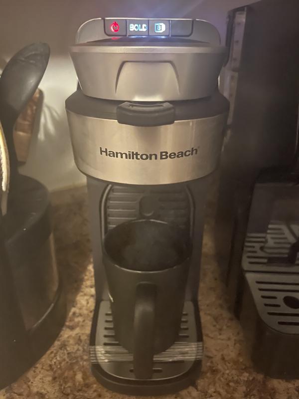 Hamilton Beach The Scoop Single Serve Coffee Maker & Fast Grounds Brewer  for 8-14oz. Cups, Brews in Minutes, 40oz. Removable Reservoir, Stainless