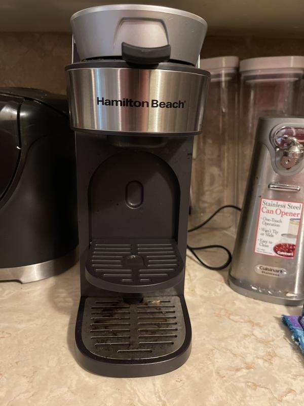 Hamilton Beach The Scoop Single Serve Coffee Maker & Fast Grounds Brewer  for 8-14oz. Cups, Brews in Minutes, 40oz. Removable Reservoir, Stainless