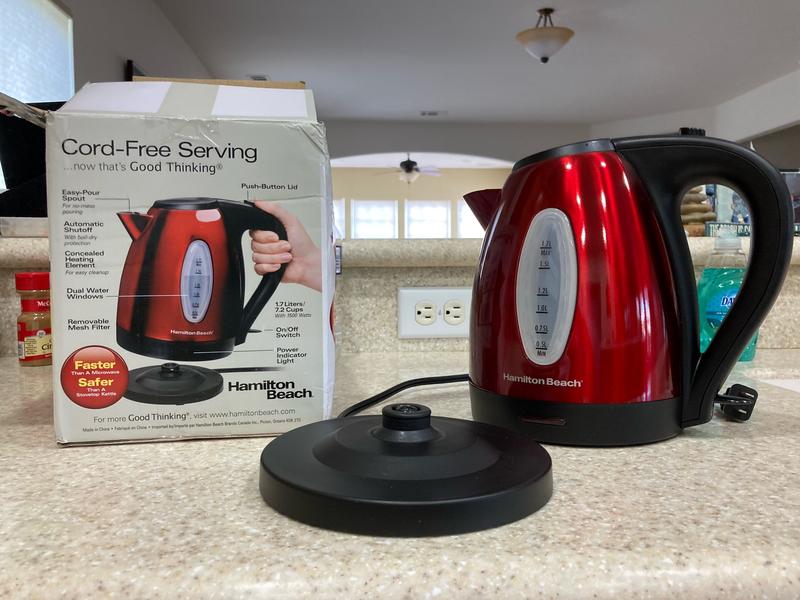 Hamilton Beach Electric Kettle Stainless Steel Cord Free Serving 7 cup 1.7  Liter