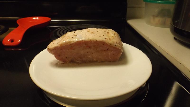 perfect piece of pork, juicy and tender.