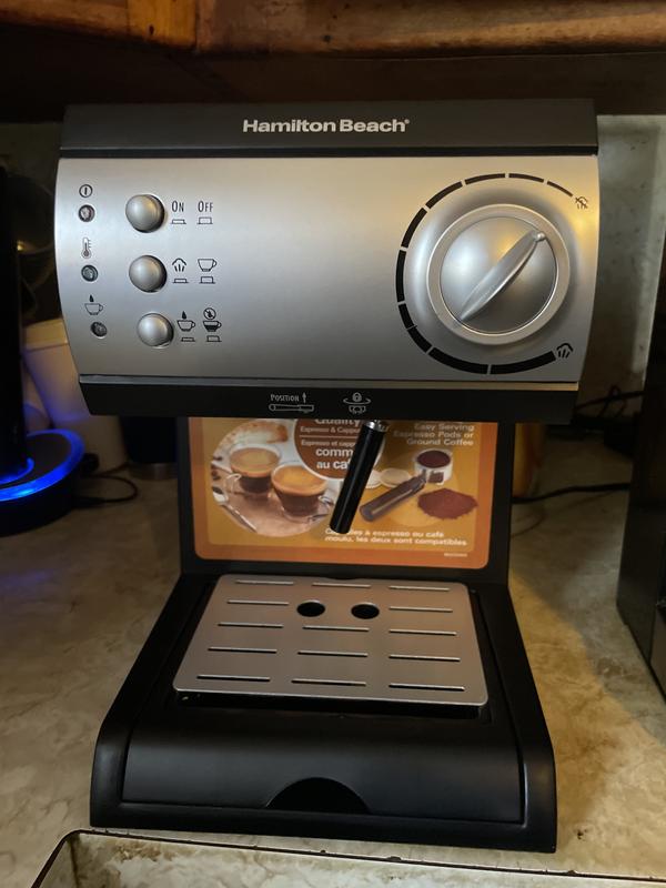 Hamilton Beach 15 Bar Espresso Machine, Cappuccino, Mocha, & Latte Maker,  with Milk Frother, Make 2 Cups Simultaneously, Works with Pods or Ground