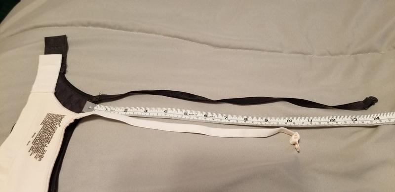 Strap on new bra (pink) much shorter than on bra purchased a few years ago (grey)