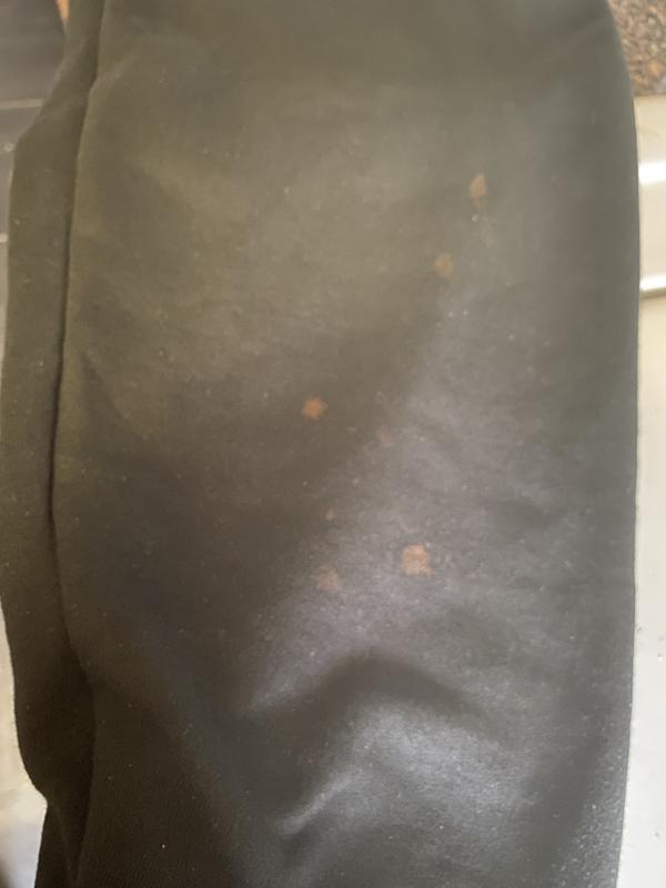 These are the spots that I found upon opening the bag containing the pants, still pretty comfortable to wear though.