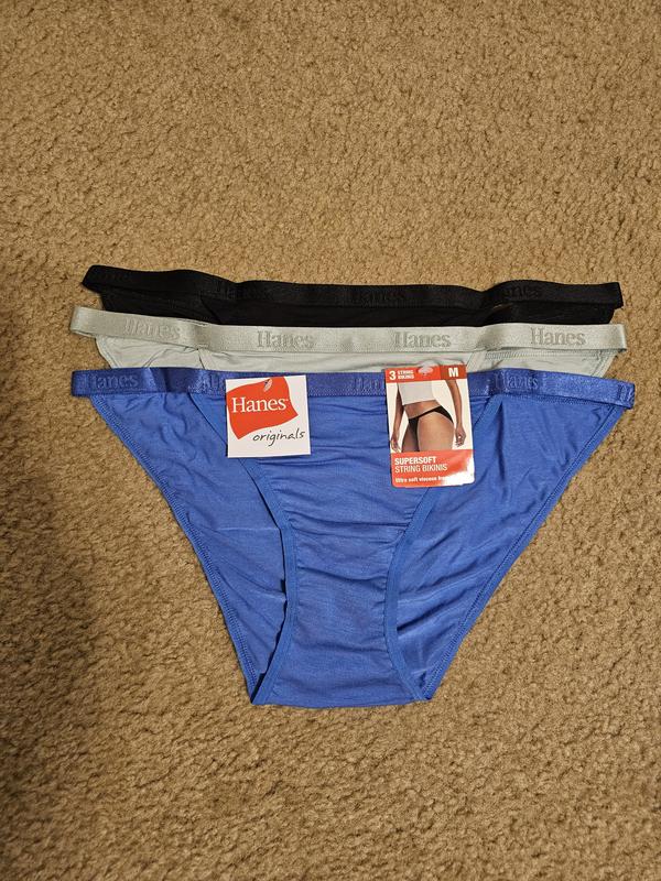 Hanes Originals Women s SuperSoft String Bikini Underwear 3 Pack