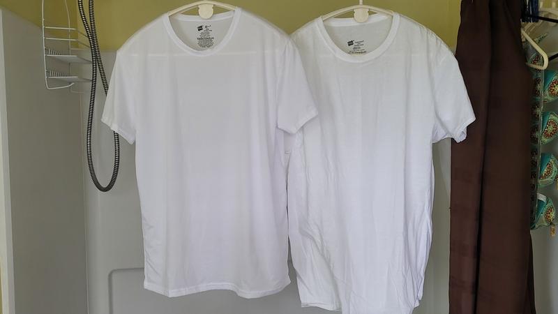 Slightly smaller overall than Hanes cotton t-shirt of the same size, Large,