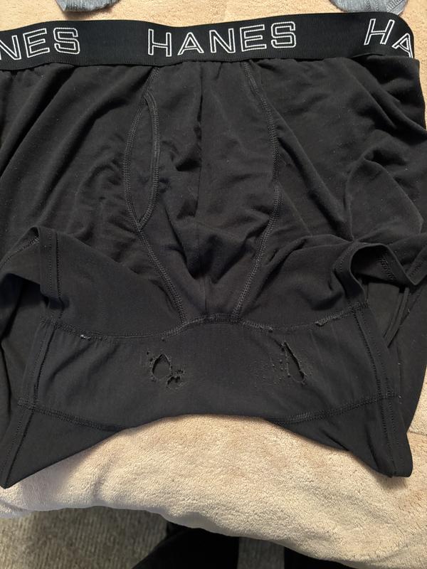Holes in fabric below crotch area