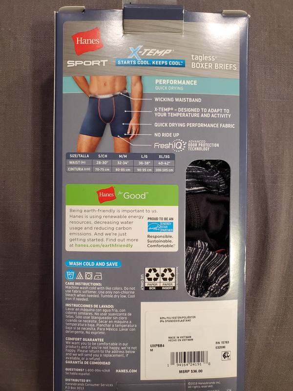 Hanes Performance Cool X-temp Longer Leg Boxer Briefs 3 Pk., Underwear, Clothing & Accessories