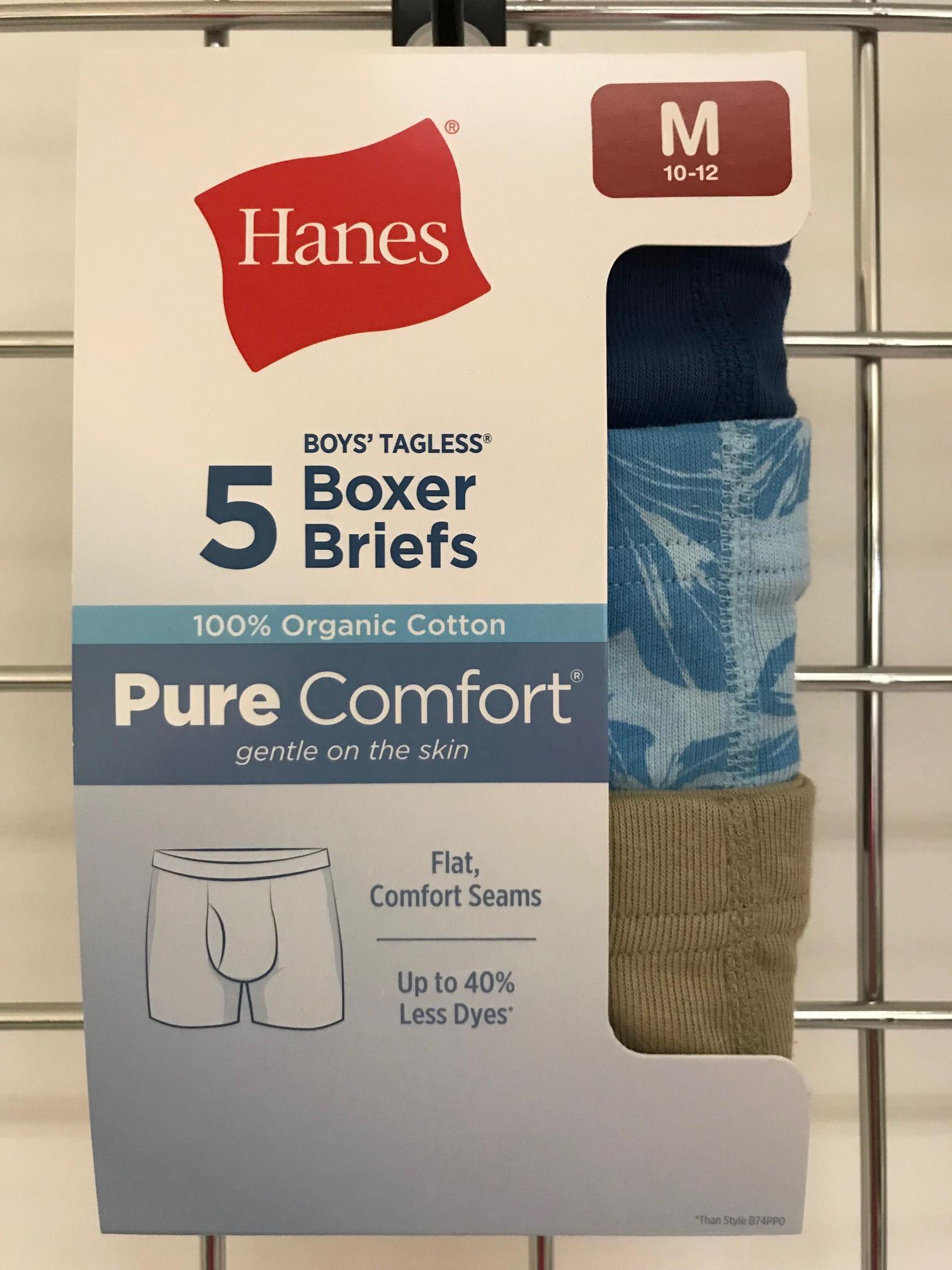 Hanes Pure Comfort Boys Underwear Briefs, 5-Pack, Assorted Colors