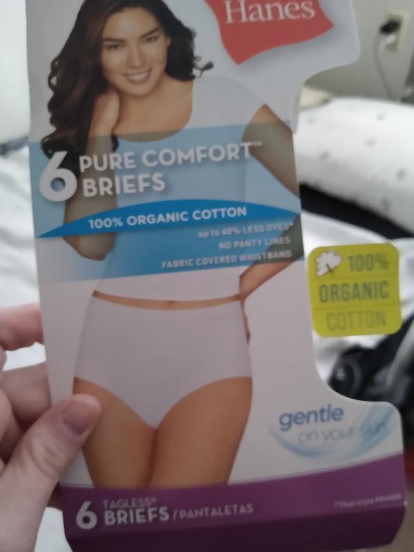 Hanes Pure Comfort Women's Brief Underwear, Organic Cotton, Assorted, 6-Pack