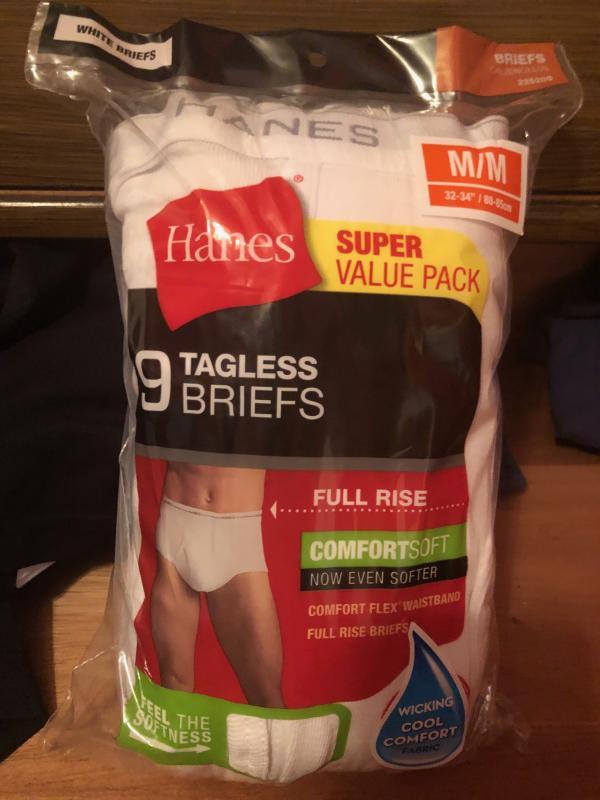Hanes Comfort Flex Tagless Mens XL White Briefs Underwear Tighty Whities  2-Pack