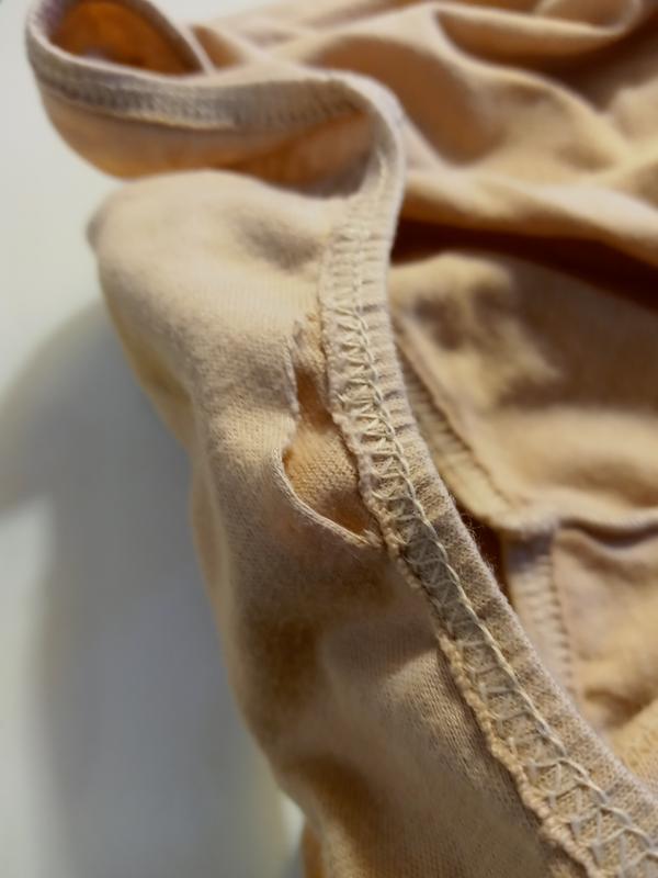 Crotch lining after one wash, one panty (of 5 in package)