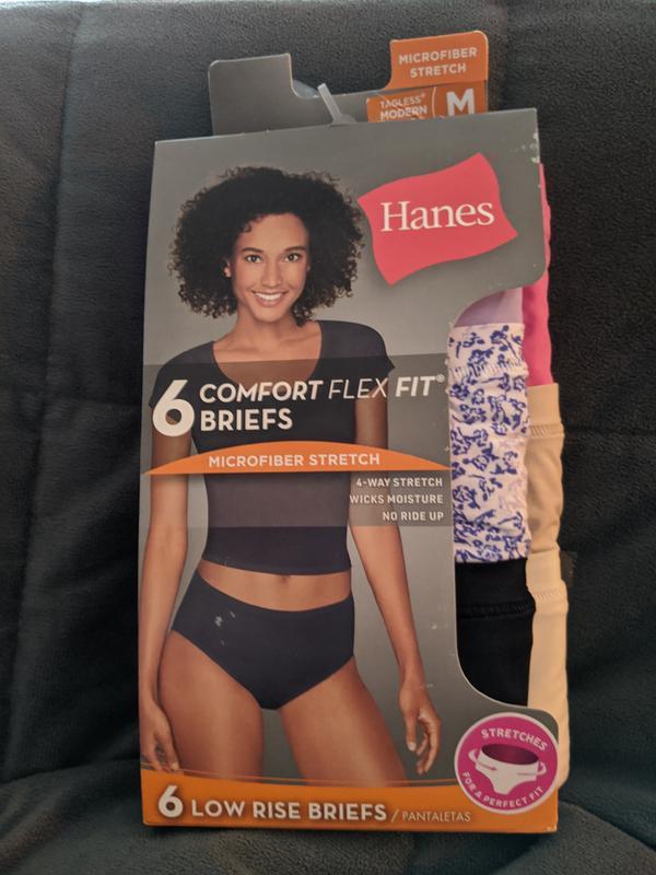 Hanes Women's Microfiber Stretch Low-Rise Brief Underwear, Comfort Flex  Fit, 6-Pack