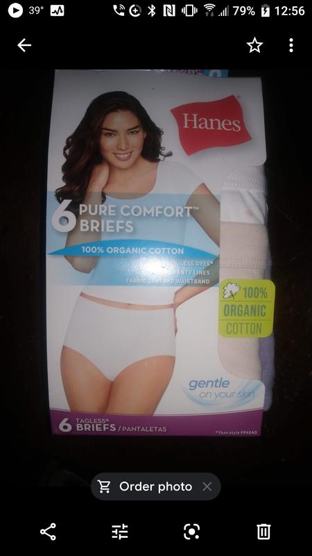 Hanes Women's 6pk Pure Comfort Organic Cotton Briefs - Colors May Vary 6