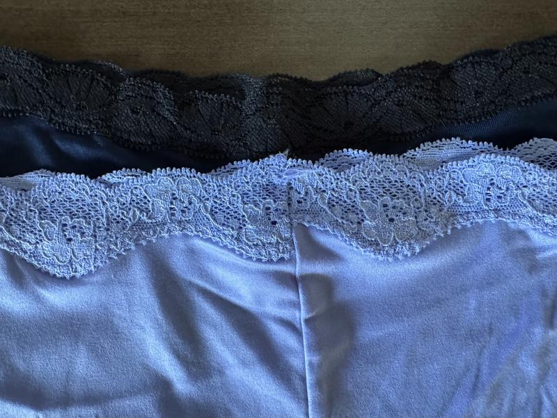 Lace is wider and curls up.