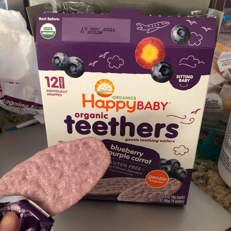 Happy baby organic teethers 2024 blueberry & purple carrot