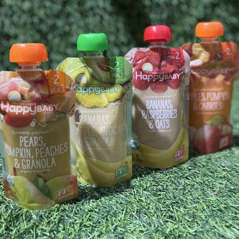 Organic Pear, Pumpkin, Peaches & Granola Puree Pouches | Happy