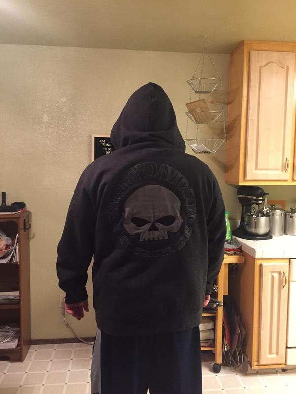 Men s Hooded Willie G Skull Sweatshirt Harley Davidson USA