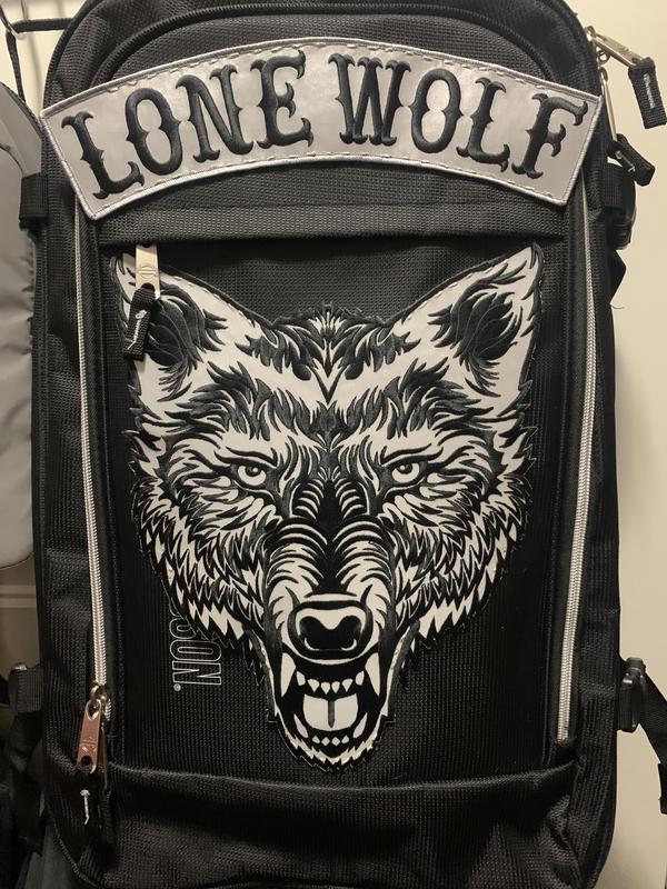 These patches are about 12-14 inches long, so it helps to show just how big the back pack is (even though it covers most of the front)