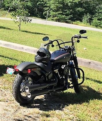 2018 Street Bob with 14" wind splitter windshield and engine guard