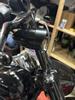 Flat black visor against vivid paint