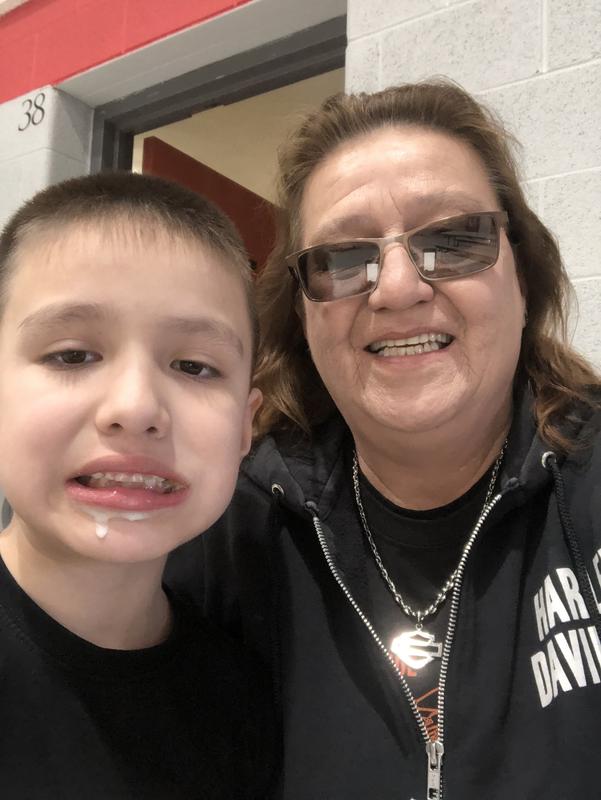 Eating lunch with my grandson Sky at school