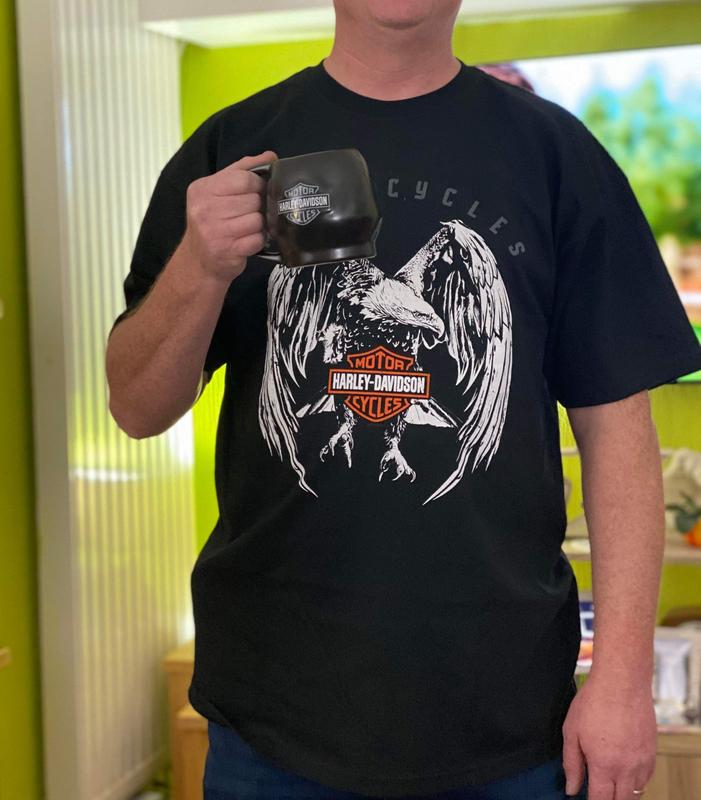 Black mug and t-shirt! He loves it!
