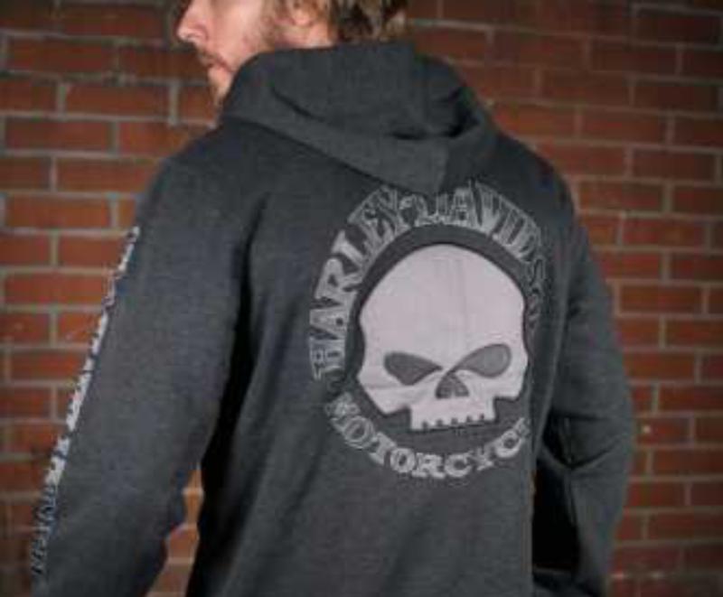 Men s Hooded Willie G Skull Sweatshirt Harley Davidson USA