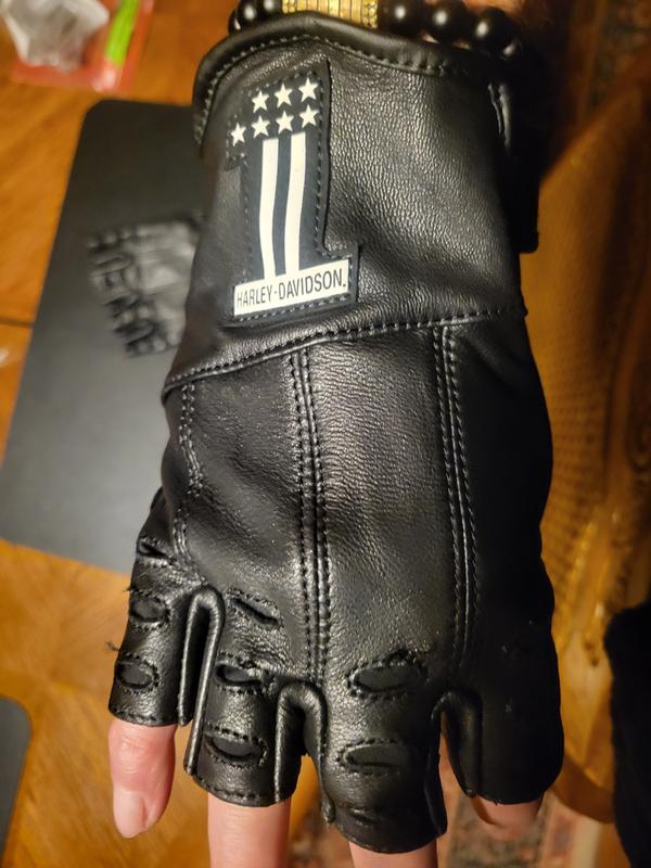 Harley davidson fingerless leather gloves deals