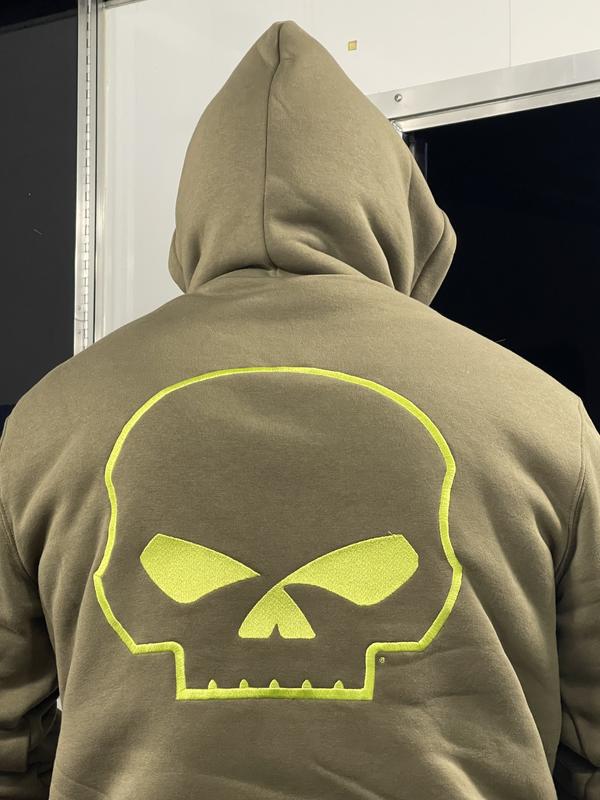 Men's Willie G Skull Sherpa Zip-Up Hoodie - Stone Gray | Harley