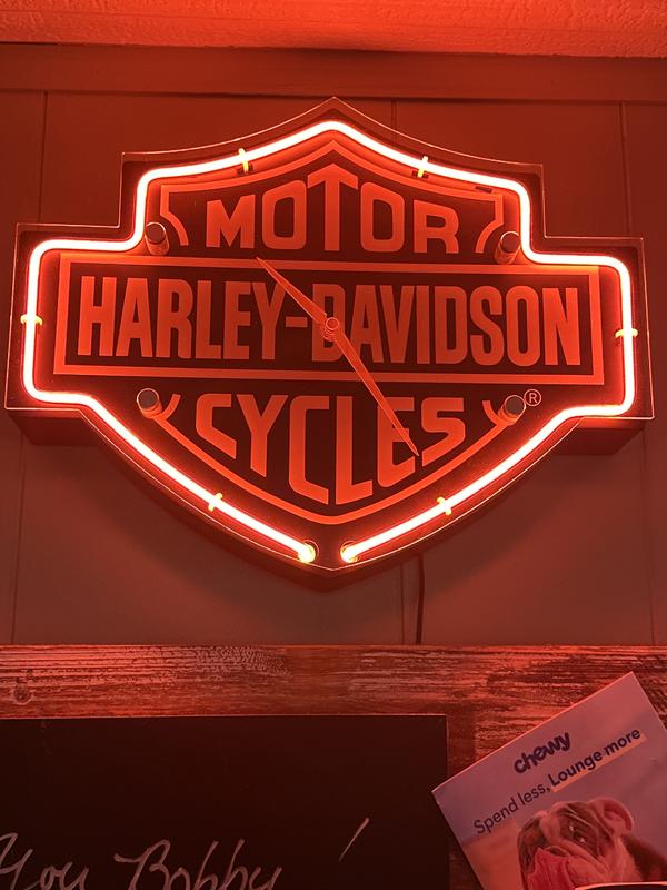 Etched Bar & Shield Shaped Neon Clock | Harley-Davidson USA