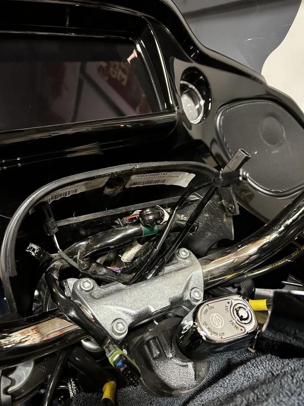 Wiring through the bars and into the instrument cluster.  Connectors easy to find on the 22 RGS.