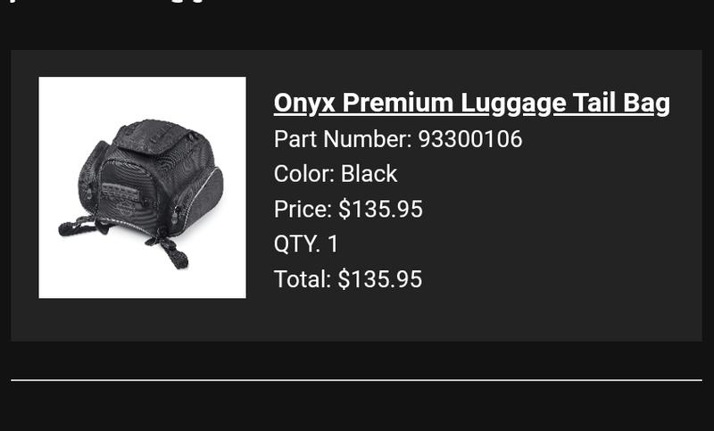 Onyx Premium Luggage Tail Bag 93300106 | Harley-Davidson USA