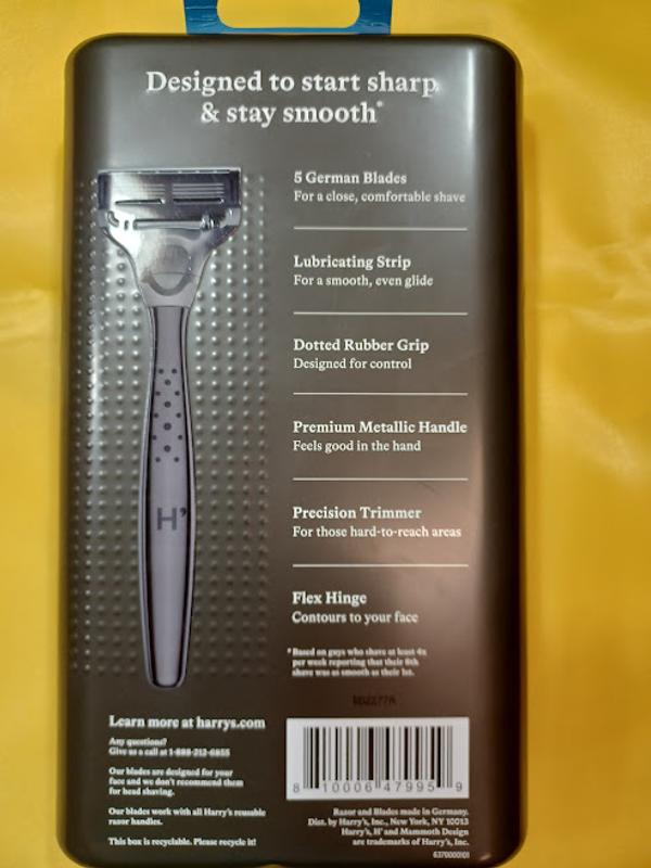 Harry s Craft Handle Metallic Men s Razor Handle with Rubber Dot Grip 2ct  Razor Blade Cartridges