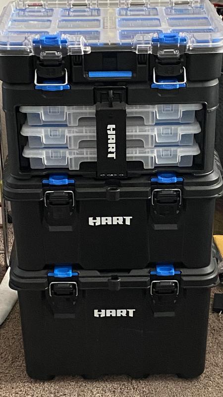 Hart 252719 Stack System Tool Box with Small Blue Organizer & Dividers, Fits Hart's Modular Storage System