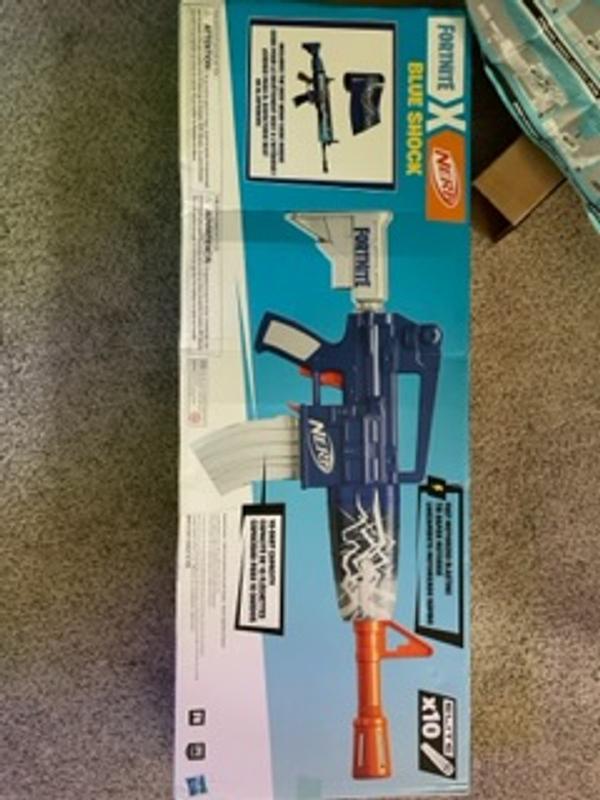 Nerf Fortnite Blue Shock Dart Blaster, 10-Dart Clip, 10 Elite Nerf Darts,  Unlock Code - Nerf